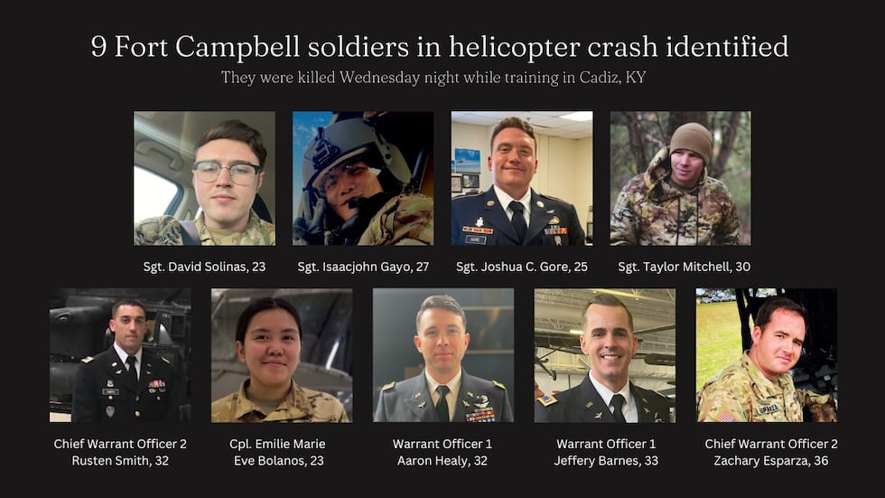 The 9 Fort Campbell soldiers killed in the helicopter crash in Kentucky.
