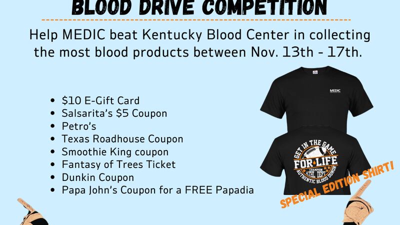 Medic hosts blood drive competition between Tennessee and Kentucky