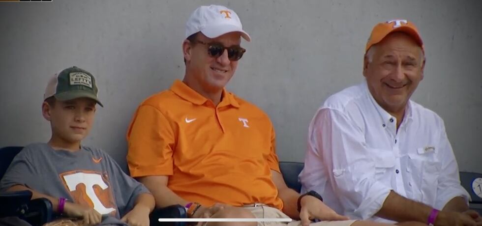 Manning and long time friend Carmen Tegano at the College Baseball World Series in Omaha