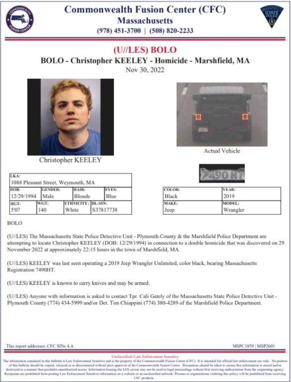 Police are looking for Christopher Keeley in connection to a married couple found dead in...