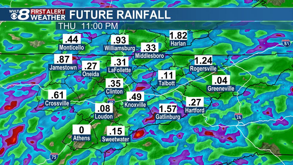 Future rainfall Wednesday through Thursday