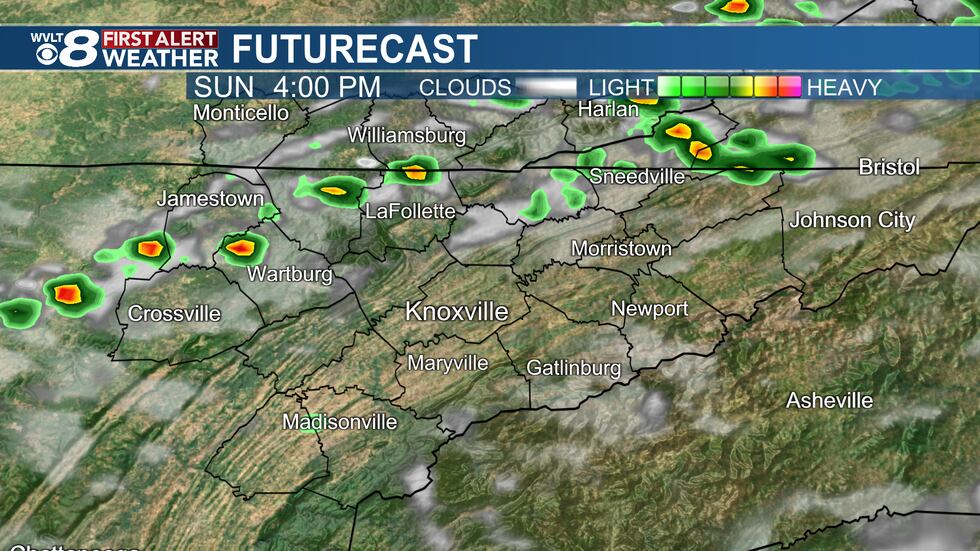 A few stronger storms possible Sunday