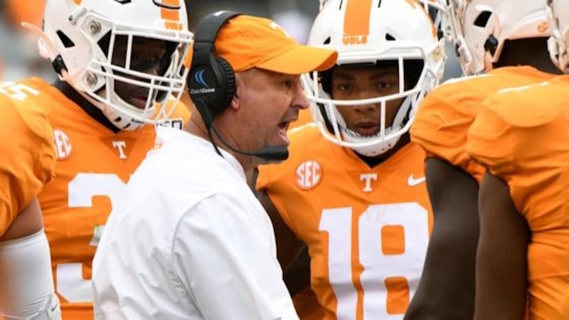 Tennessee head coach Jeremy Pruitt during first half action against Mississippi State...
