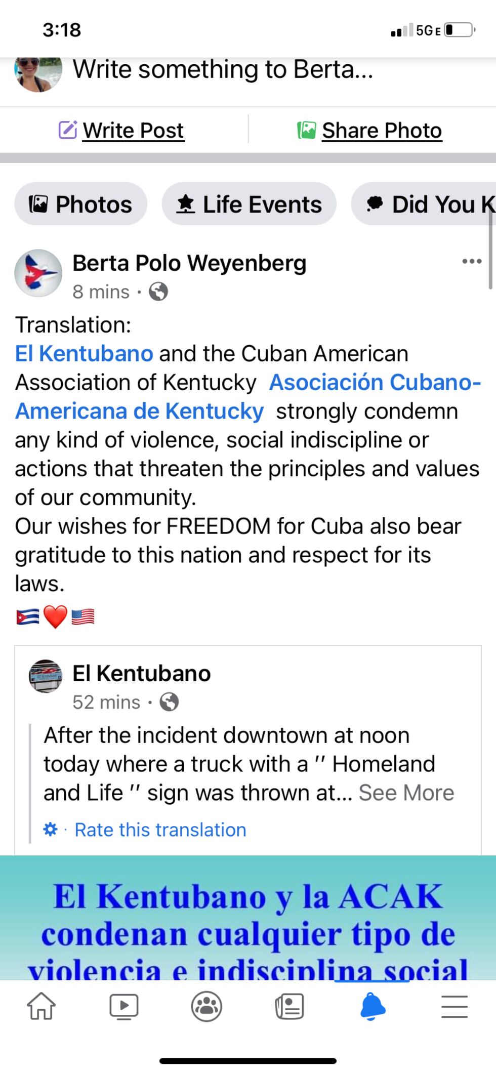 El Kentubano responsed to Tuesday's incident on social media