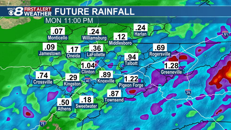 Rainfall through Monday